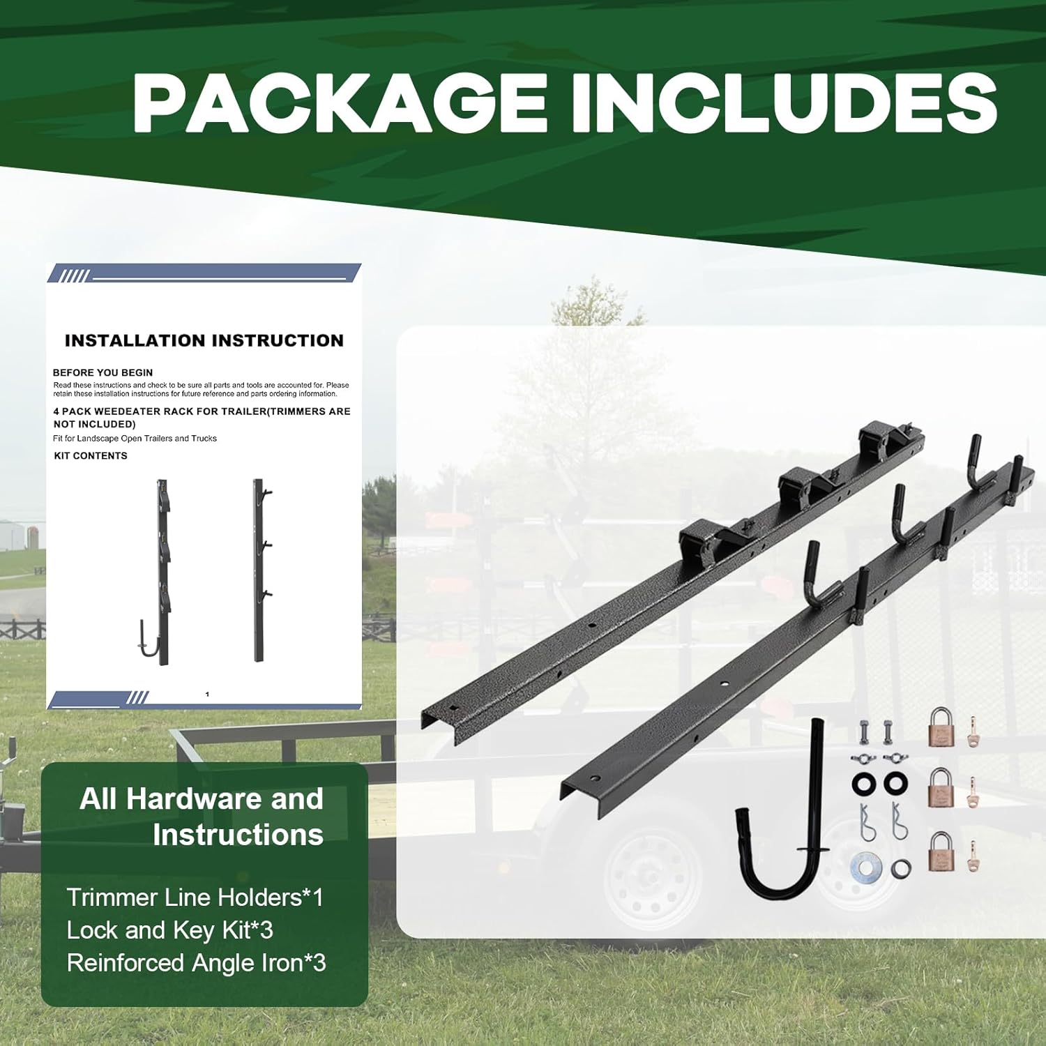 ELITEWILL 3 Place Trimmer Rack Trim line Holder Open Landscape Free 3 Lb