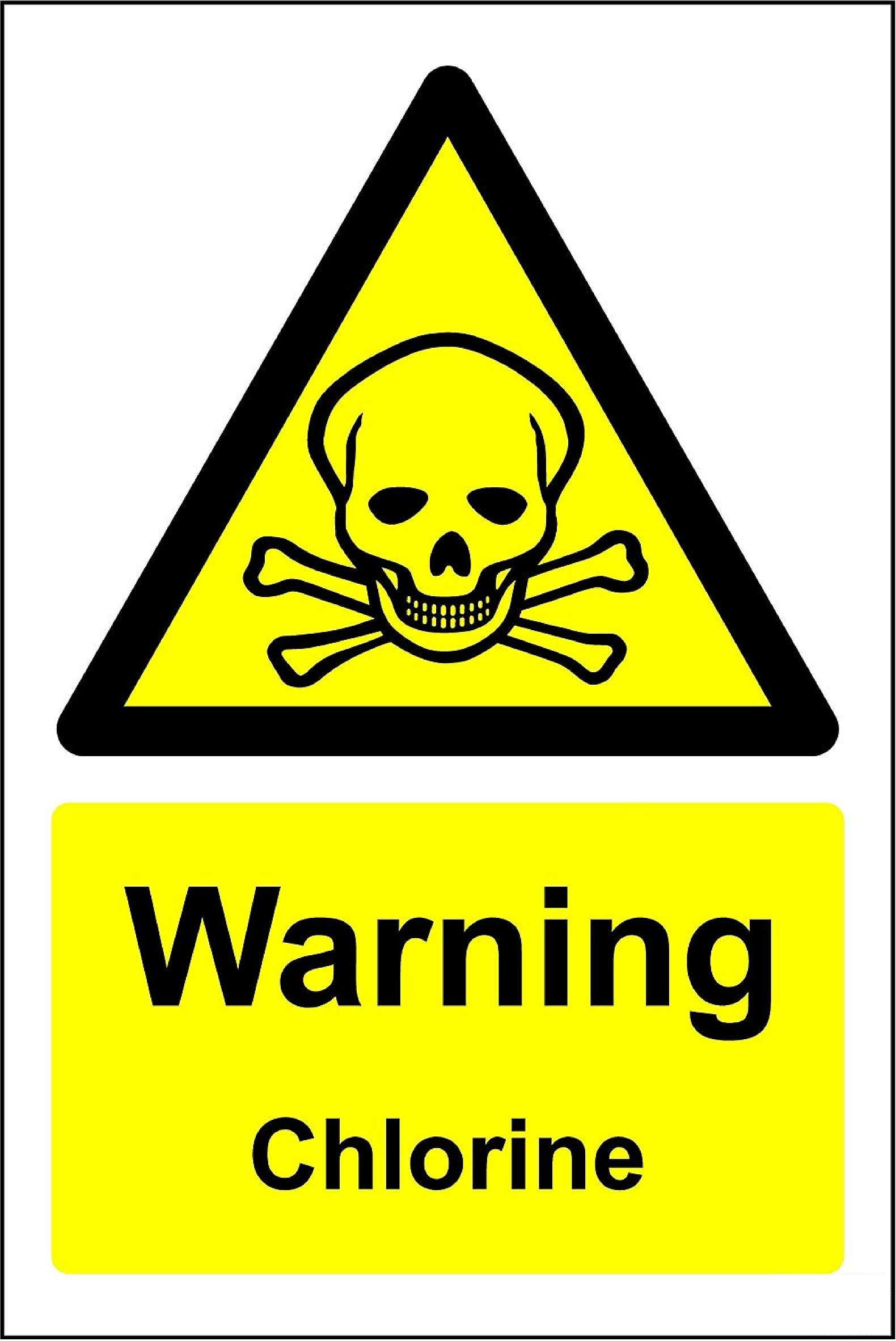 Kpcm Display Ltd Warning Chlorine Safety Sign - 1.2Mm Rigid Plastic 200Mm X 150Mm