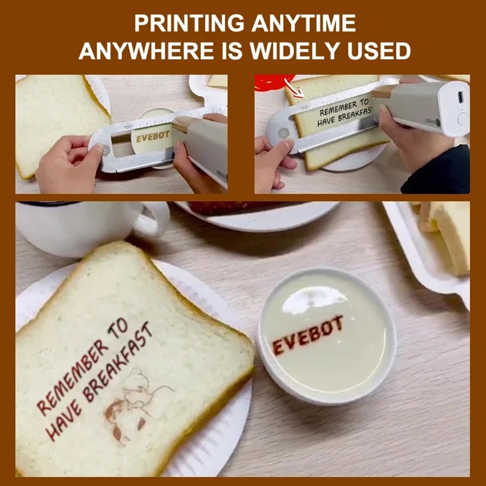 HMWOKPOT Mini Handheld Coffee Print, Portable Inkjet Printer & Edible Printer for Cakes Bread Coffee Foodies Art Cooking