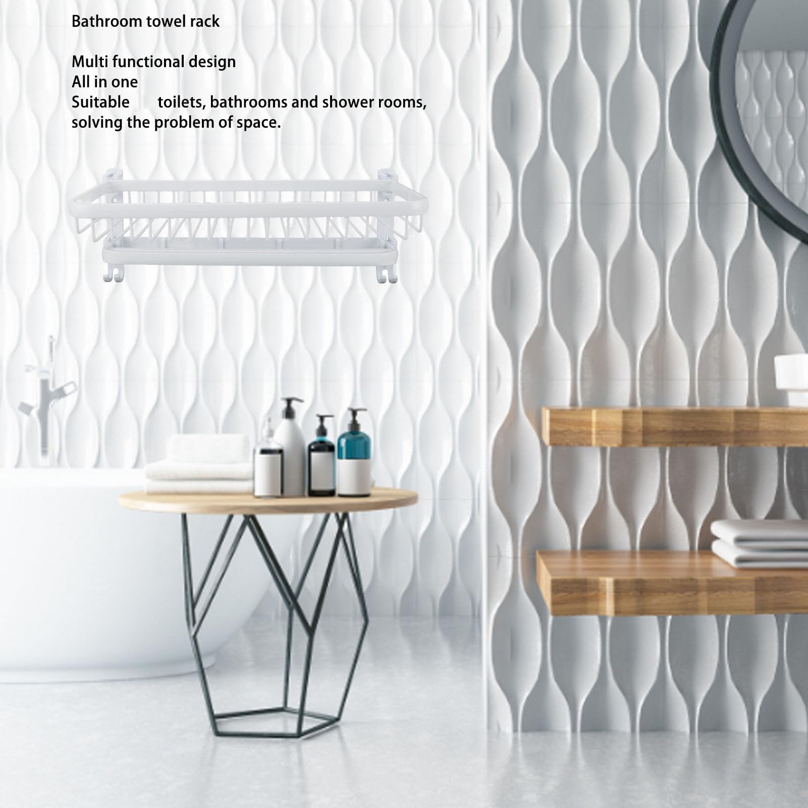 Toallero Plegable con Ganchos, Diseño Compacto de Aluminio