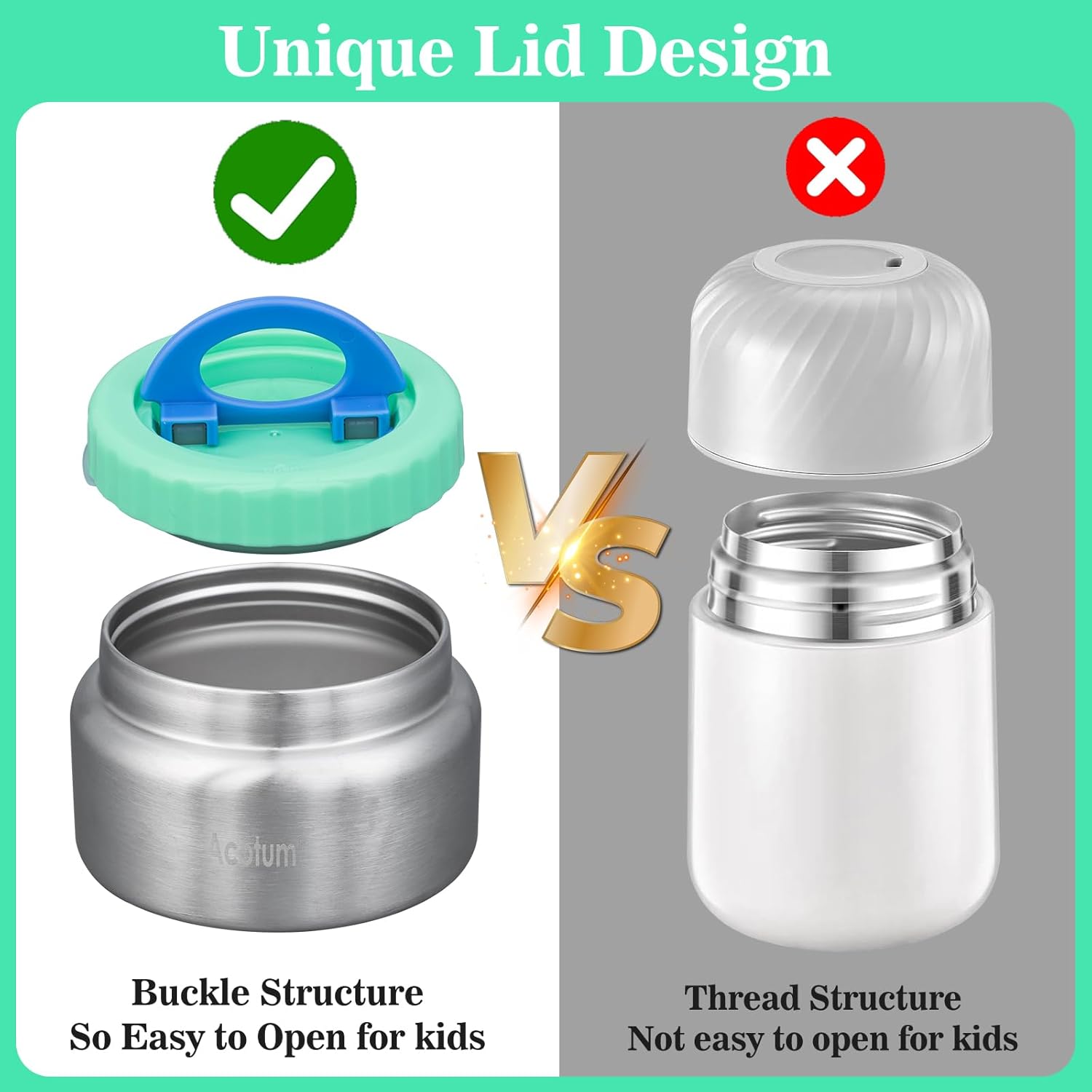 Bento Lunch Box for kids With 8oz Soup Thermo,Leak-proof Lunch Containers with 4 Compartment,Thermo Food Jar, BPA Free,Travel, School