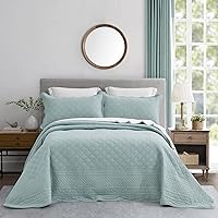 Vista 13 de CHIXIN Colcha de algodón de gran tamaño tamaño Queen - Costuras reales - Funda de cama acolchada de lujo para todas las estaciones, reversible, Azul