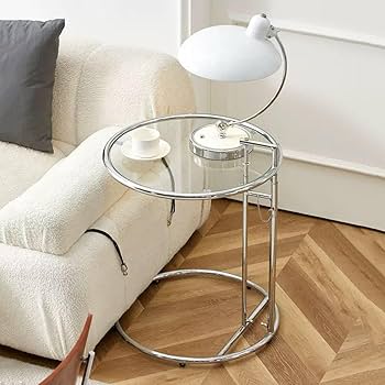 Amazon｜C型ソファサイドテーブル ガラススタンドテーブル、昇降式