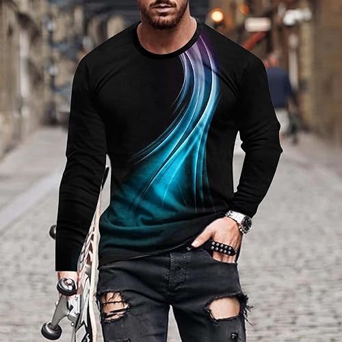 Miniatura 2 de Camisetas Manga Larga para Hombre Y2K Estampado gráfico Tops Camisas ligeras Cuello Redondo Blusas Camisetas Ropa
