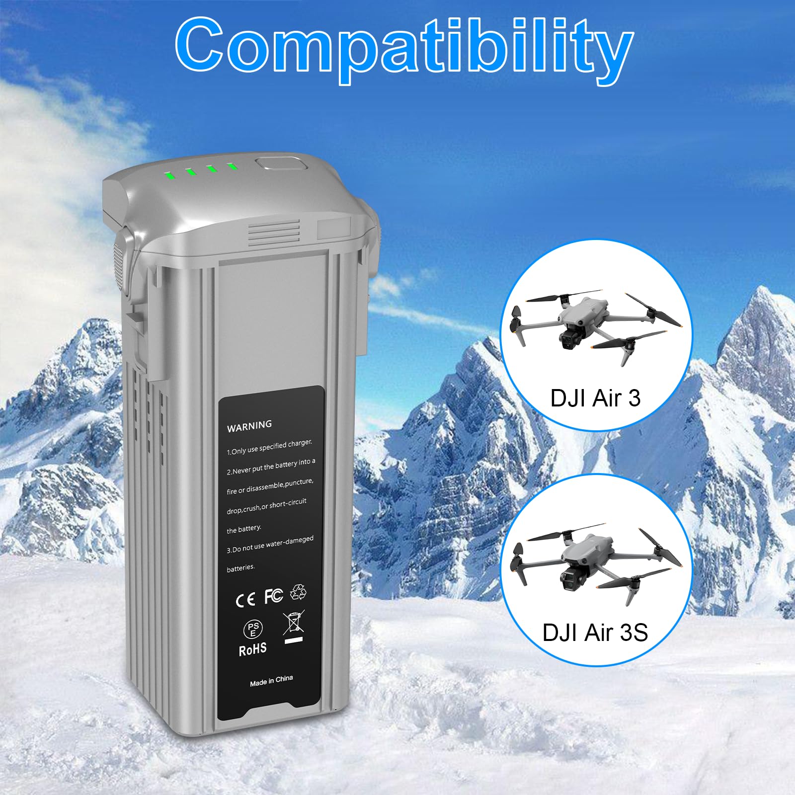Batteria di volo intelligente Air 3 Series da 4241 mAh 14,76 V per drone DJI Air 3/Air 3S, tempo di volo massimo 46 minuti