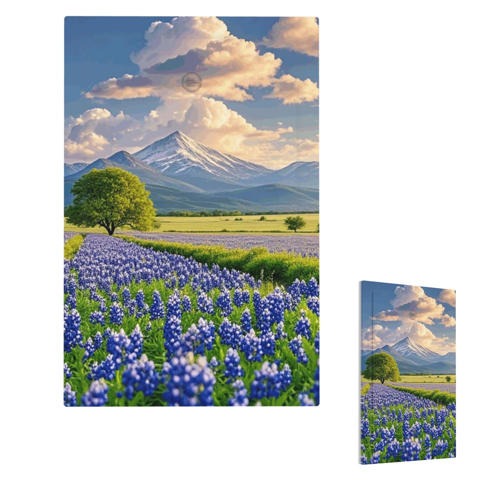 Fodpand Style V Light Switch Cover Texas Bluebonnets Scenery Wall Plate 1 Gang Switch Plate Covers Decorative Outlet Cover Electrical Receptacle Faceplate For Bathroom Kitchen Decor Wall Plates 5" X 3"