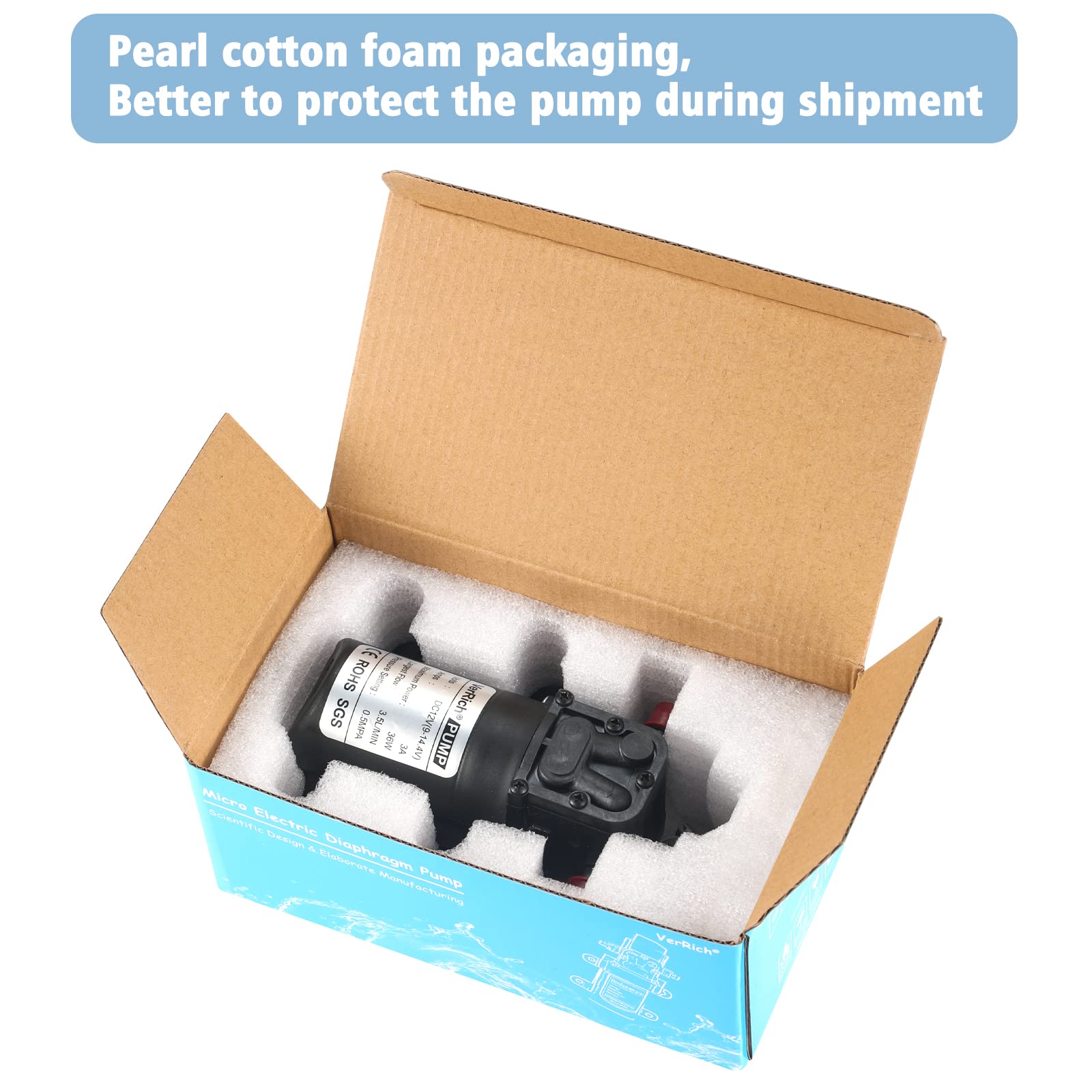 Pompe à membrane,VerRich Pompe de pulvérisateur à amorçage automatique de la pompe à eau CC 12 V 36W 3A à amorçage automatique 3,5 L/Min 0.77MPA 73 PSI