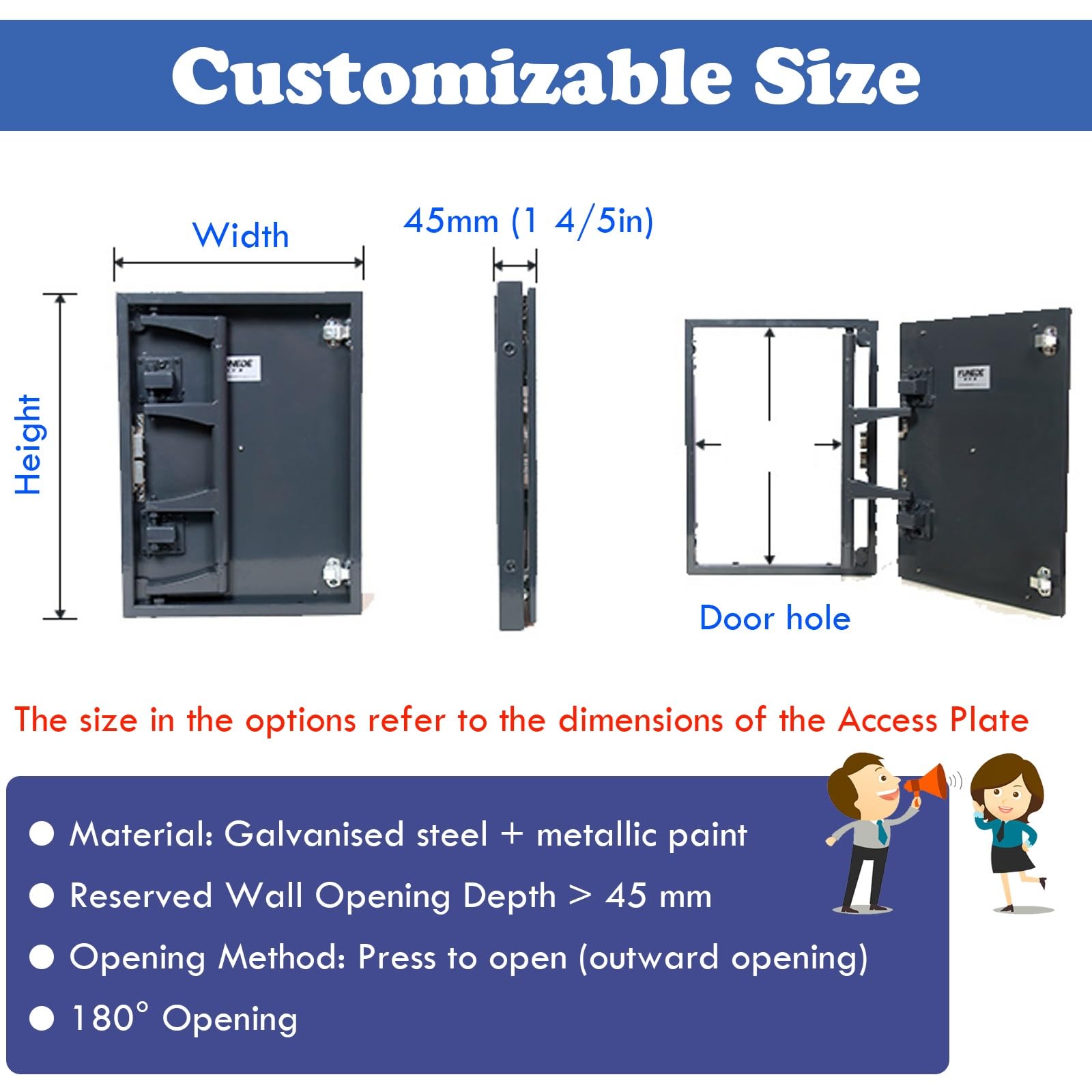 AMUFJJ Trampilla Pladur Puerta De Acceso A La Trampilla De Pared, Panel De Inspección Empotrado para Azulejos/losas/Piedra, Puertas De Revisión Ocultas(300x600mm (12x24))