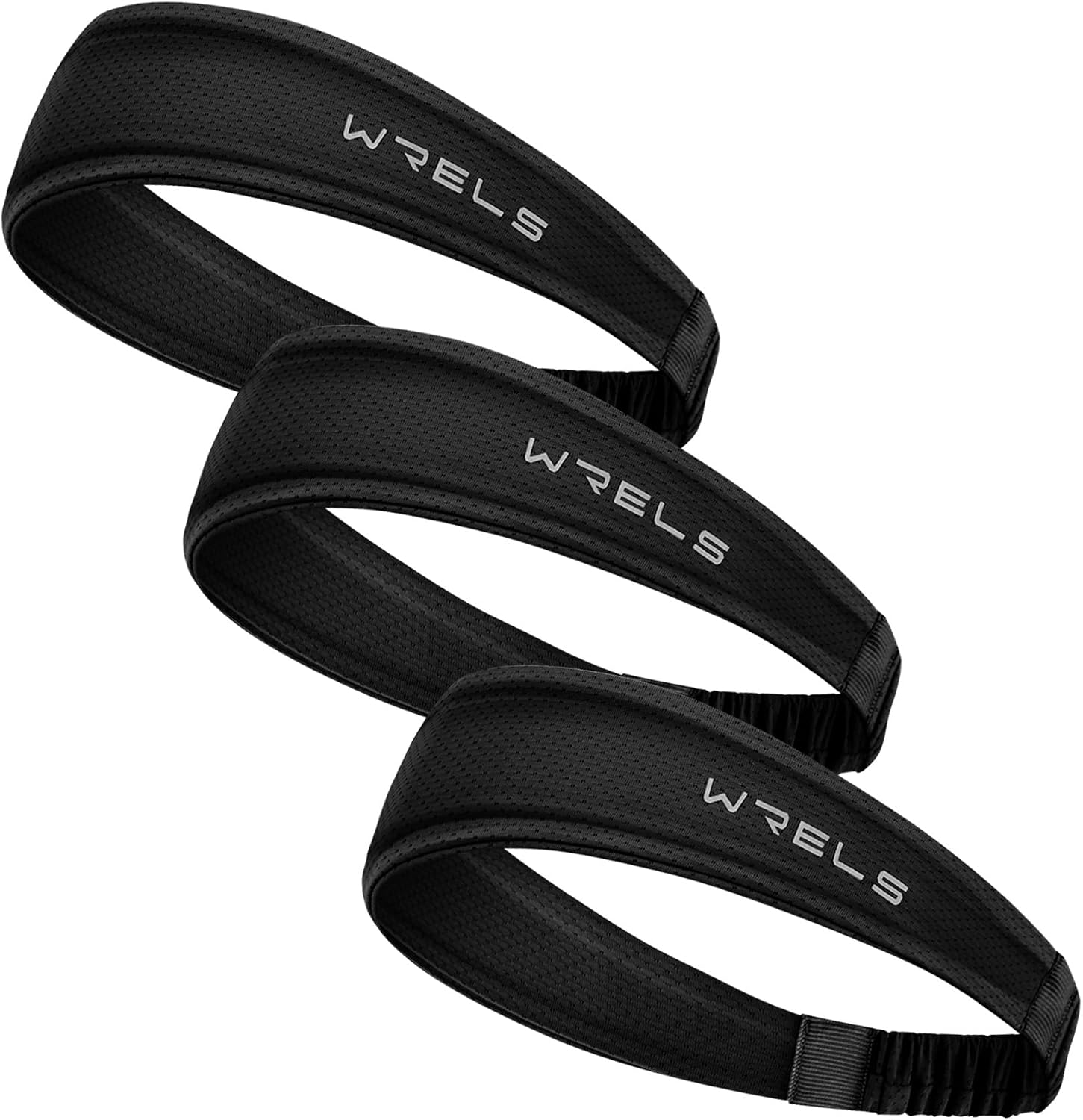 WRELS Cooling Headband Moisture Wicking Sweatband Women & Men for Outdoor Sports, Fitness, Yoga, Tennis, Fitness, Workout – 3 Pack