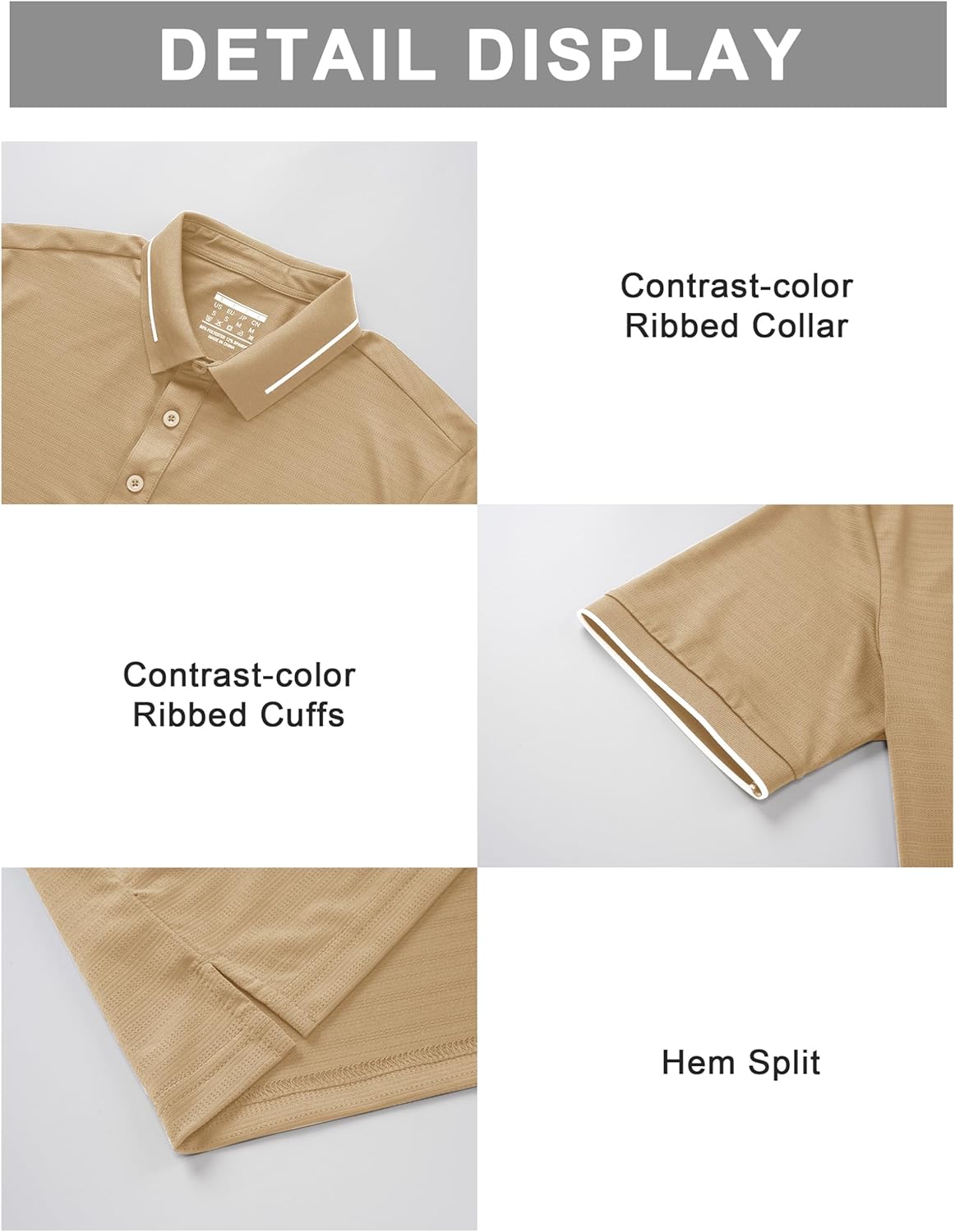 Cotrasen Mens Polo Shirts Jacquard Golf Shirt Short Sleeve Casual Athletic Contrast Collar T-Shirts - Image 5