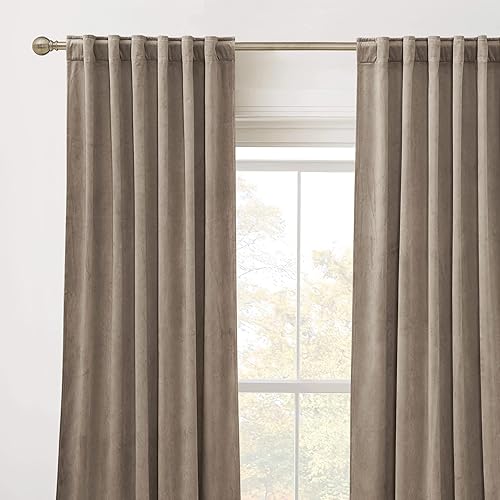 Miniatura 47 de RYB HOME - Cortinas de terciopelo beige, cortinas decorativas resistentes con pestaña trasera, cubierta de privacidad para oscurecer habitación