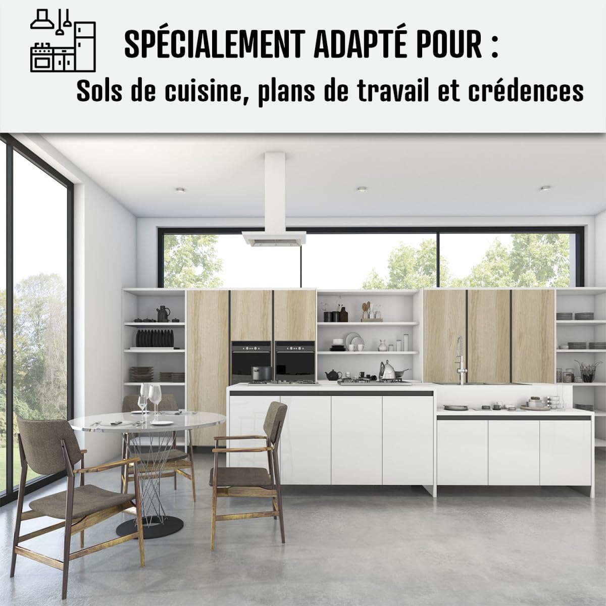 ARCANE INDUSTRIES Béton ciré kit complet 5 m² Aronia Gris Noir revêtement mural décoratif plan de travail crédence évier sol mur