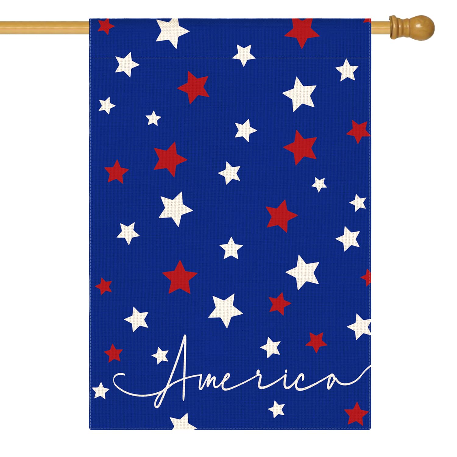 AVOIN colorlife 4th of July America Blue House Flag 28x40 Inch Double Sided Outside, Independence Day Patriotic Stars Yard Outdoor Decoration
