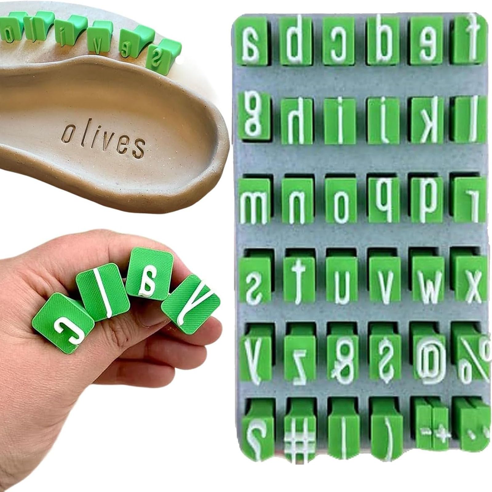 Set Timbri Per Argilla – 74 Pezzi Con Lettere, Numeri E Simboli, In Ceramica, Per Artigianato E Fai Da Te