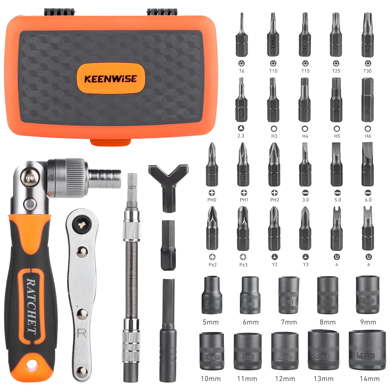 Ratcheting Screwdriver Set: KeenWise 38-in-1 Ratchet Screwdriver Tools Versatile Magnetic Tools for Mechanics and DIY Enthusiasts (2880A)