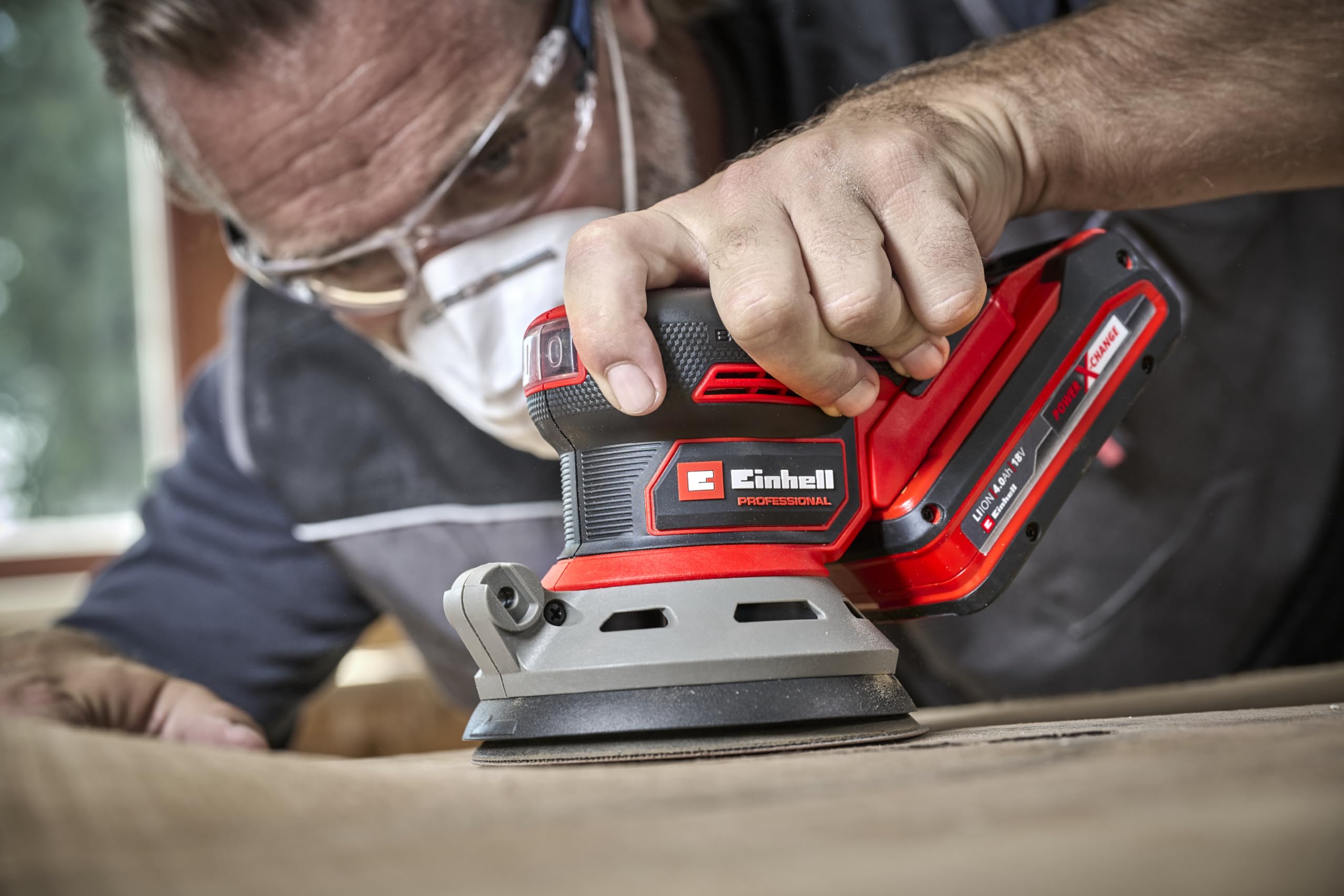 Levigatrice eccentrica Einhell Professional TP-RS 18/32 Li BL-Solo Power X-Change (18 V, Brushless, circuito oscillante da 3,2 mm, disco abrasivo da 125 mm, inclusa carta abrasiva, batteria esclusa)