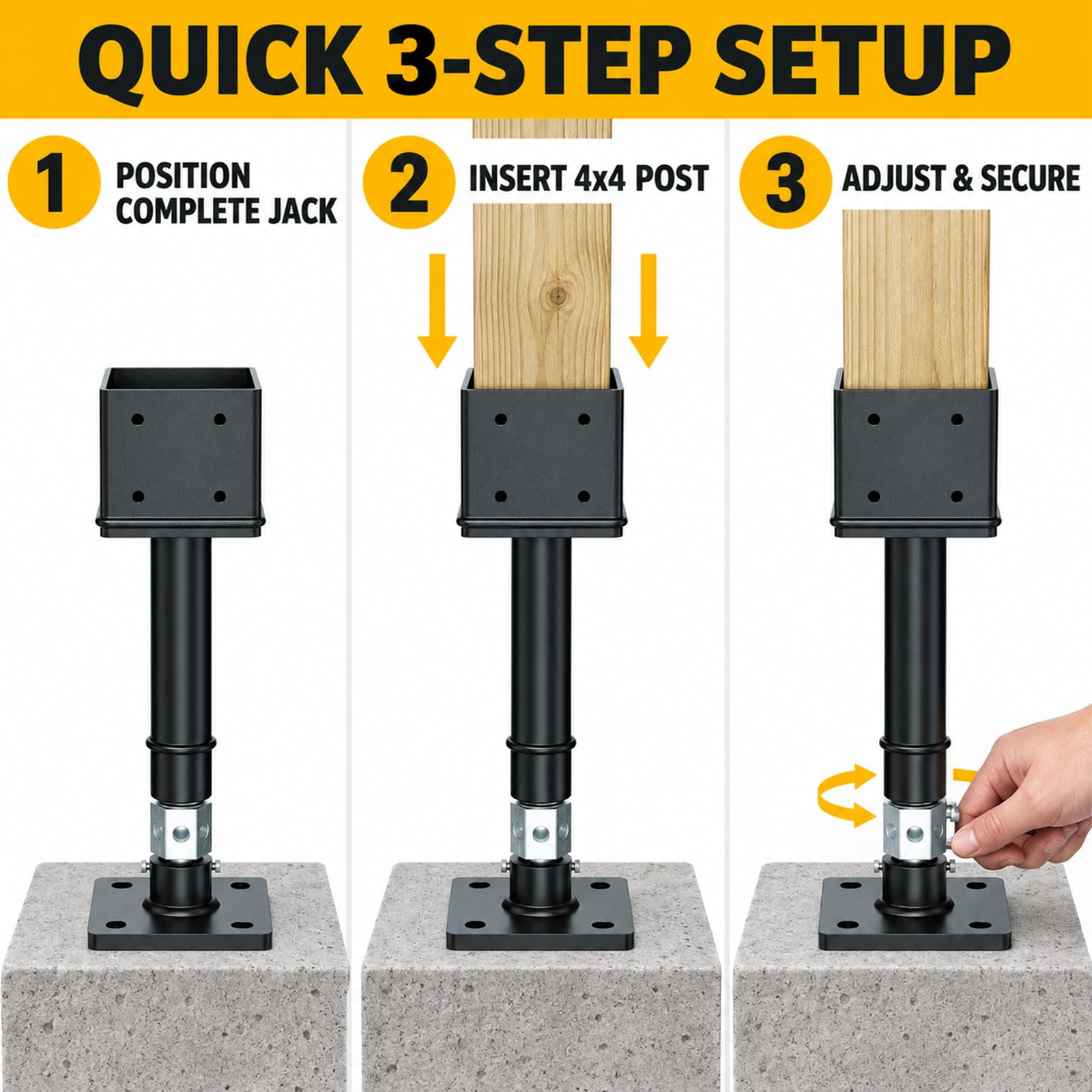 Kit de poste de gato de tornillo ajustable de 4 x 4 pulgadas y