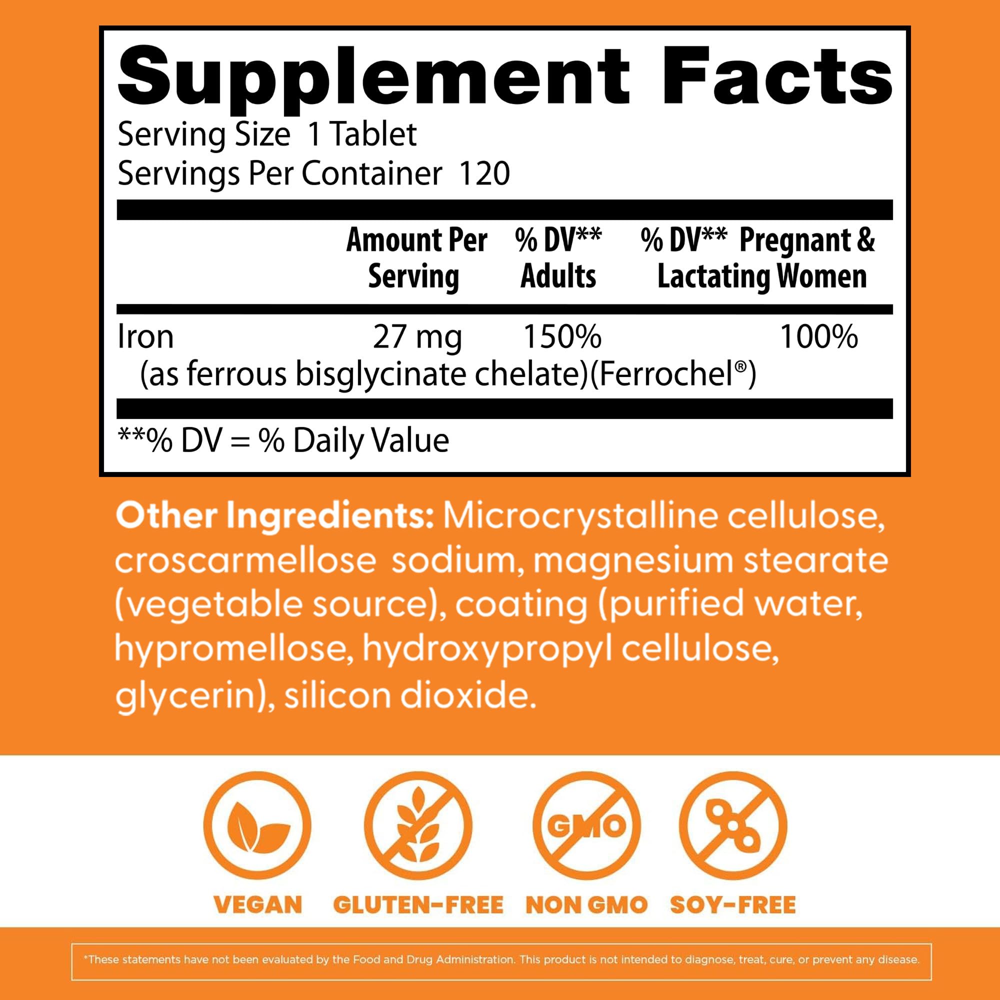 Doctor's Best Chelated Iron Supplement with Ferrochel, 27 mg, 120 Tablets — Amazon image 2