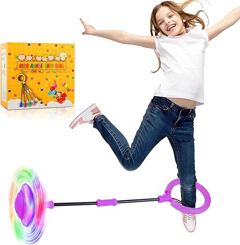 Ankle Skip Ball for Kids, Girls Toys Age 5 6 7 8 9 10 Years, Birthday Gift for Girls and Boys, Foldable Colorful Flash Wheel Skip Ball, Sports