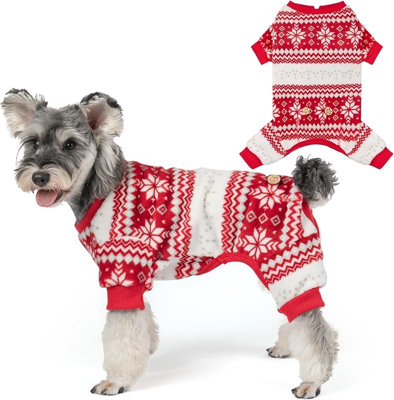 Pijama de Natal para Cães KYEESE em Veludo com Estampa de Flocos de Neve