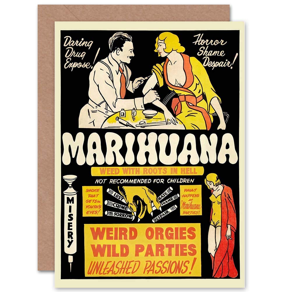 Wee Blue Coo Political Drug Abuse Marijuana Weed Weird Birthday Sealed Greeting Card Plus Envelope Blank inside