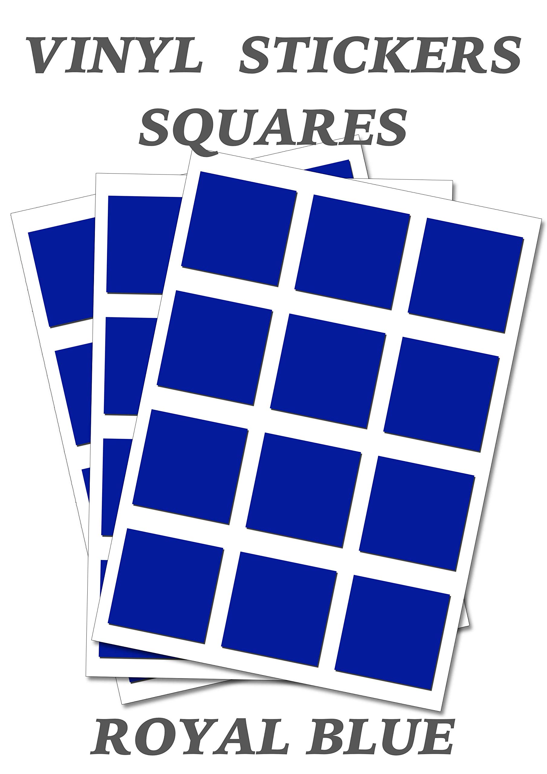 Party Decor Blue 50 Royal Squares - Removable Self Adhesive Waterproof Durable Vinyl Stickers - Digitally Cut To The Sticker Shape - Size 25Mm