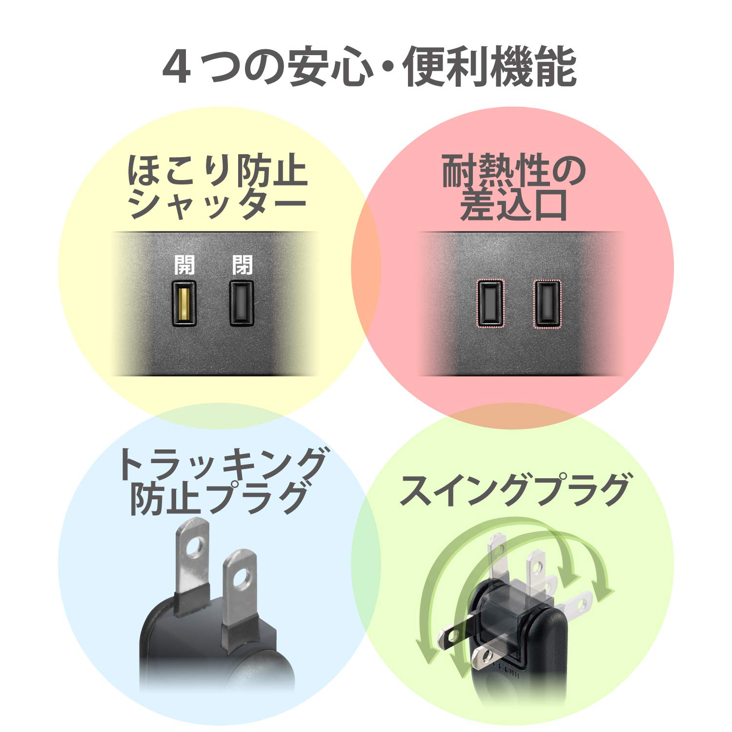 Amazon.co.jp: エレコム 電源タップ 雷ガード 7個口 回転式