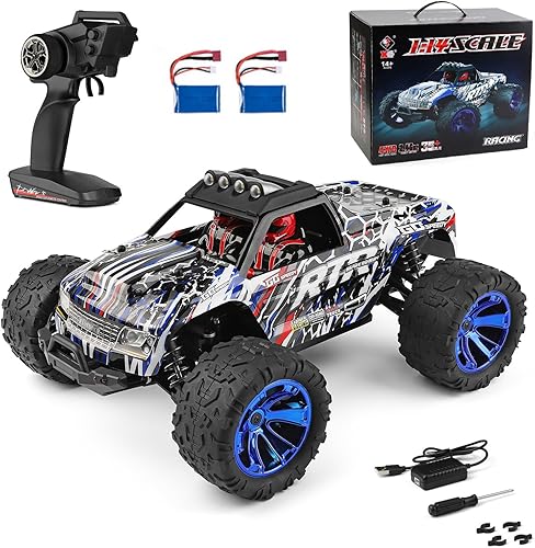 GoolRC WLtoys 144018 - Camión a control remoto a escala 114, 4WD 35KMH, auto RC de alta velocidad, 2.4 GHz, todo terreno, con 2 baterías para adultos