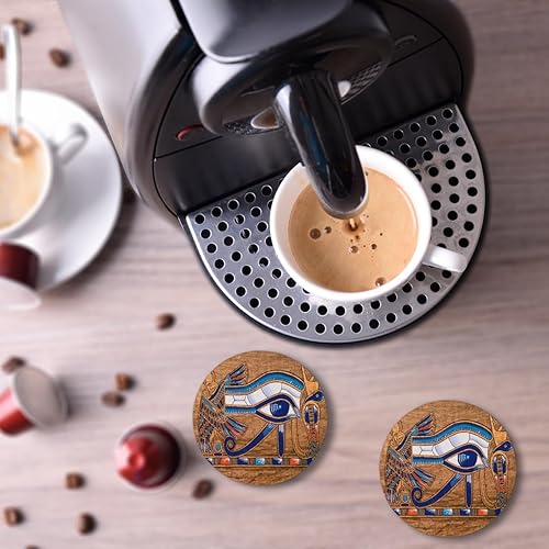 Miniatura 7 de 1 posavasos para bebidas, juego de posavasos de corcho egipcio Horus absorbentes de corcho, posavasos redondos para tazas para casa, oficina, café,