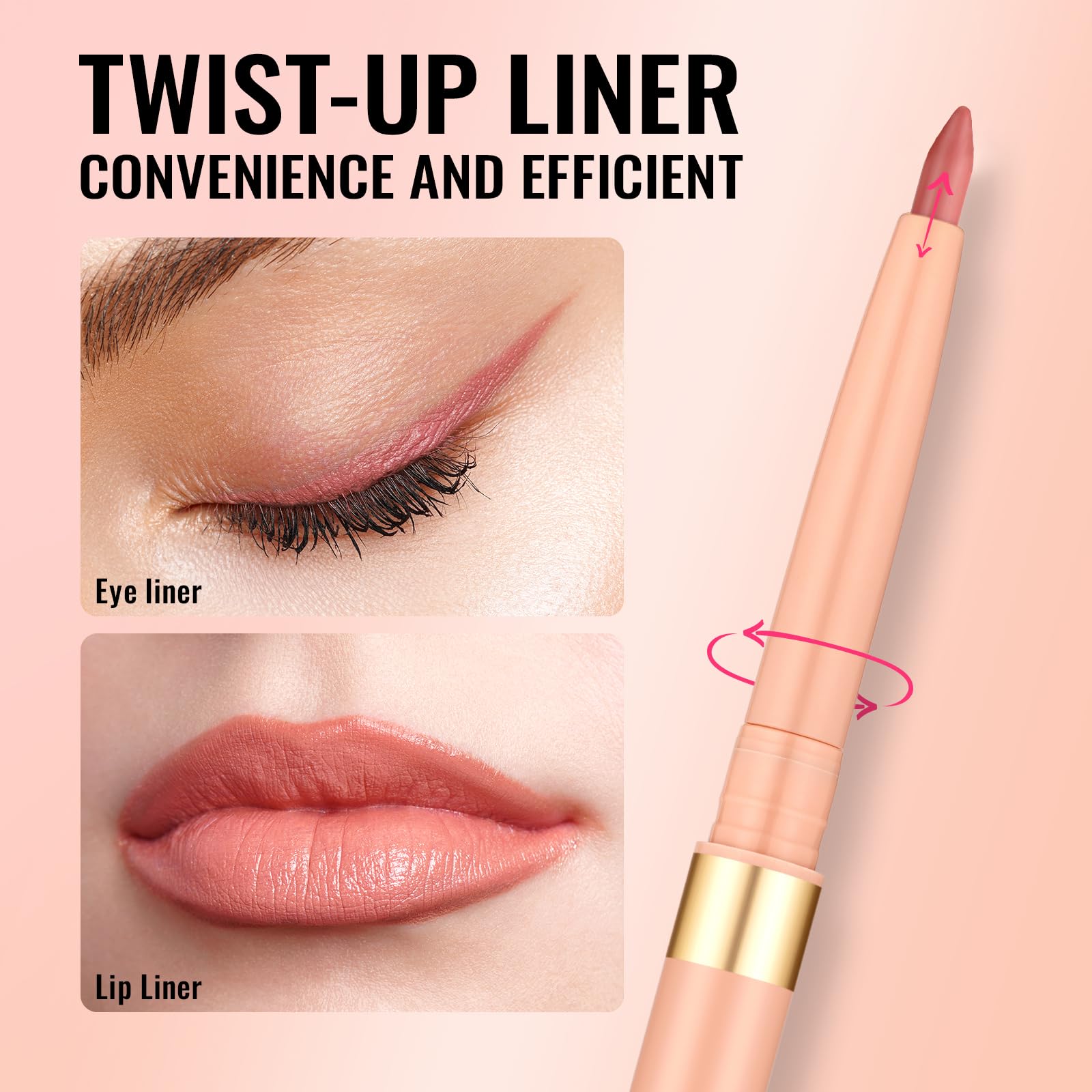 Oulac Matte Peach Lipliner Pencil Waterproof, Smooth and Smudge-proof Lasts 24H+, Highly Pigmented - Image 3