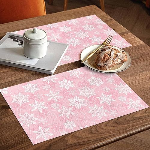 Vista 668 de Juego de 6 manteles individuales rojos para el día de San Valentín, diseño de corazón de San Valentín, resistentes al calor, lavables, manteles