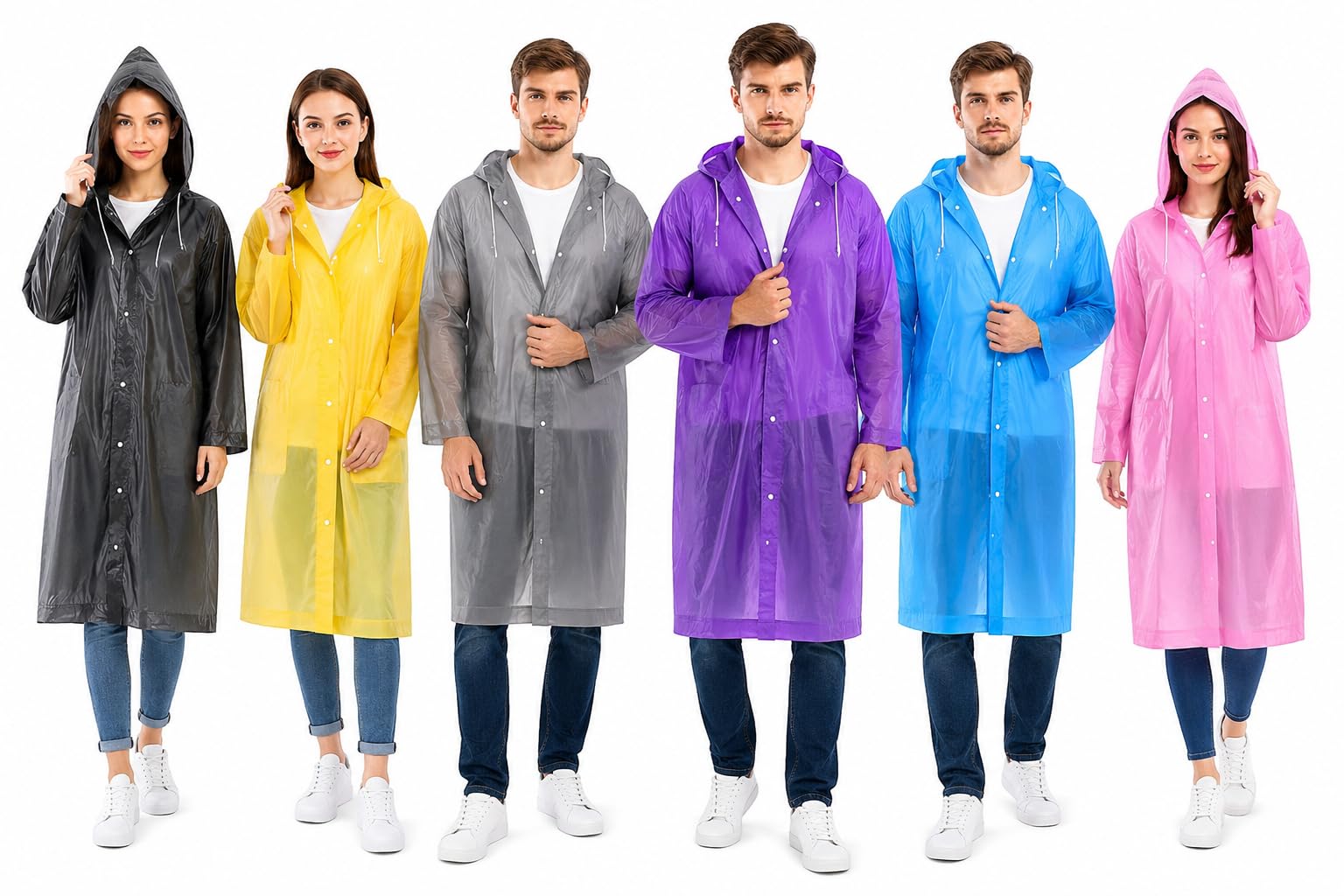 Rain Poncho rain coat for Men & Women, Lightweight Waterproof Raincoat with Hood, Adjustable Drawstring & Snap Button Closure, Reusable Outdoor Rainwear for Boys & Girls (Free Size, multicolour)-image-7