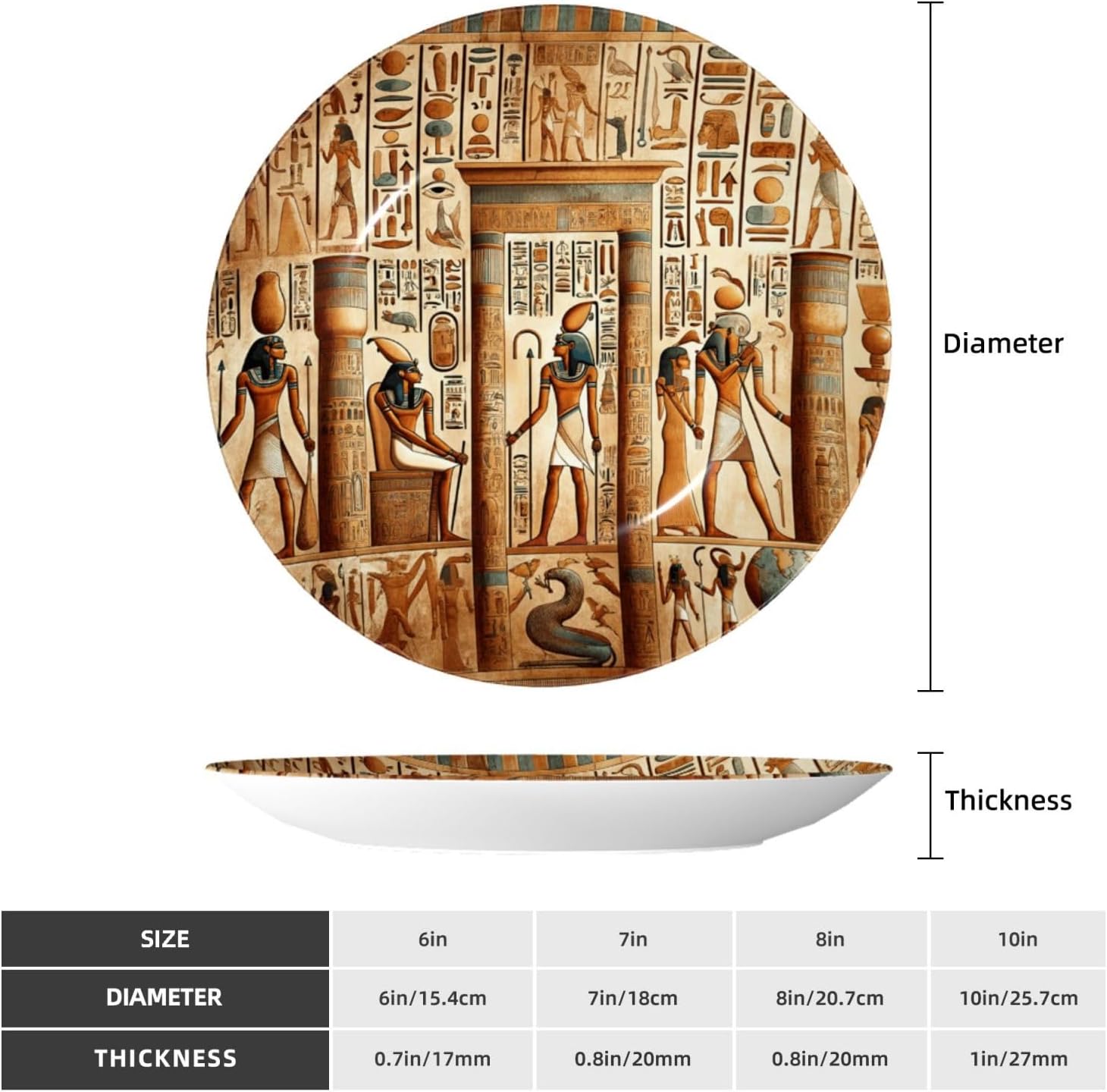 Ancient-Egyptian-Civilization 10 Inch Decorative Plate With Stand, Elegant Display Wall Plate For Home Decor