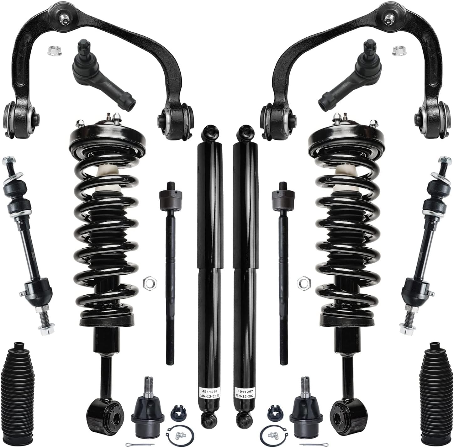 Detroit Axle - Front End 16pc Suspension Kit for 2005-2008 Ford F-150 Lincoln Mark LT, Upper Control Arms Lower Ball Joints Struts Tie Rods Sway Bars Rear Shock Absorbers Boots 2006 2007 Replacement