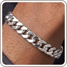 925 Sterling Silver Bracelet for Men, 9mm/10mm/11mm Cuban Chain