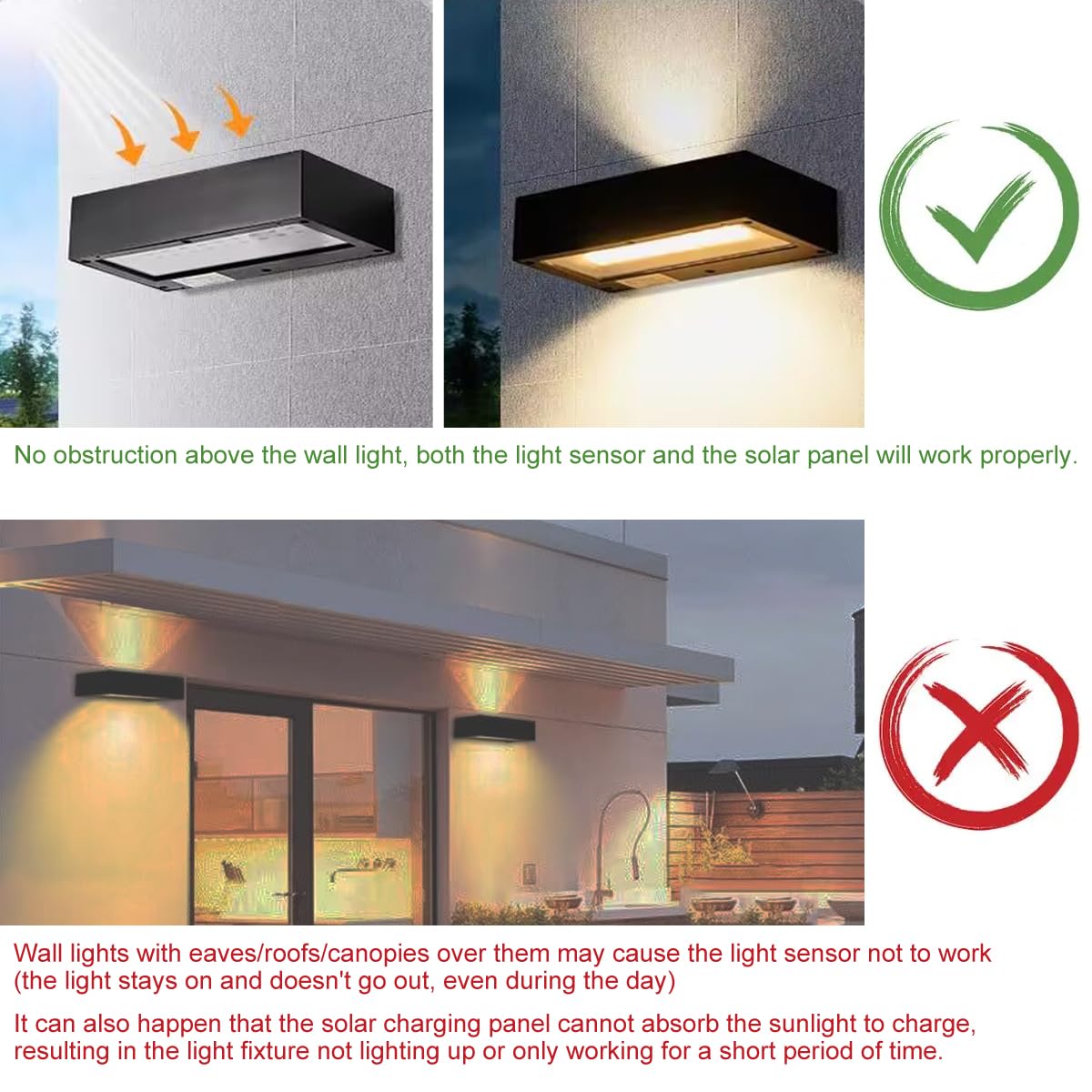 ACMHNC Zewnętrzna lampa solarna, zewnętrzna lampa słoneczna, 18 diod LED w górę i w dół zewnętrzna lampa solarna czujnik zmierzchu, bateria 4400 mAh, aluminium i szkło, ciepła biel