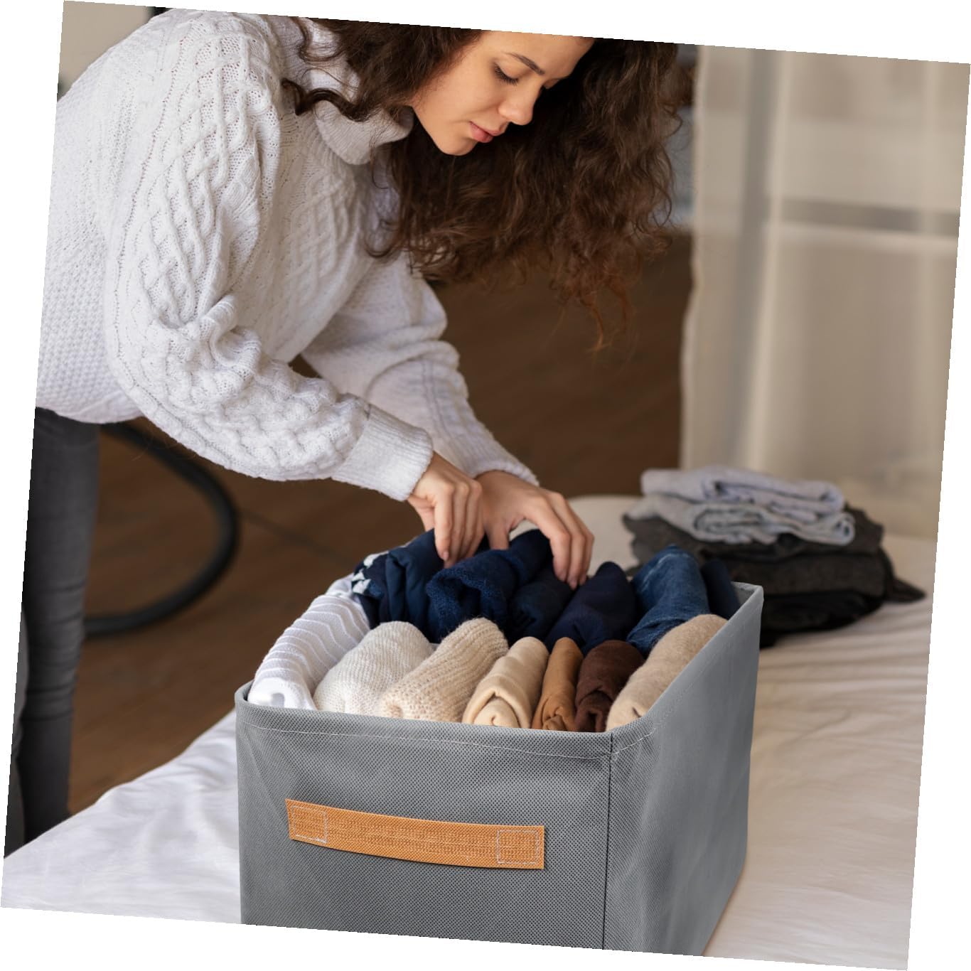 Generic 3pcs Clothes Organizer Set Fabric Drawers for Closet Storage Pants and Sweater Organizer and Stackable Design for Efficient Wardrobe Organization