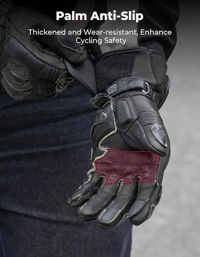 Guantes de cuero KEMIMOTO para moto hombre y mujer miniatura 6