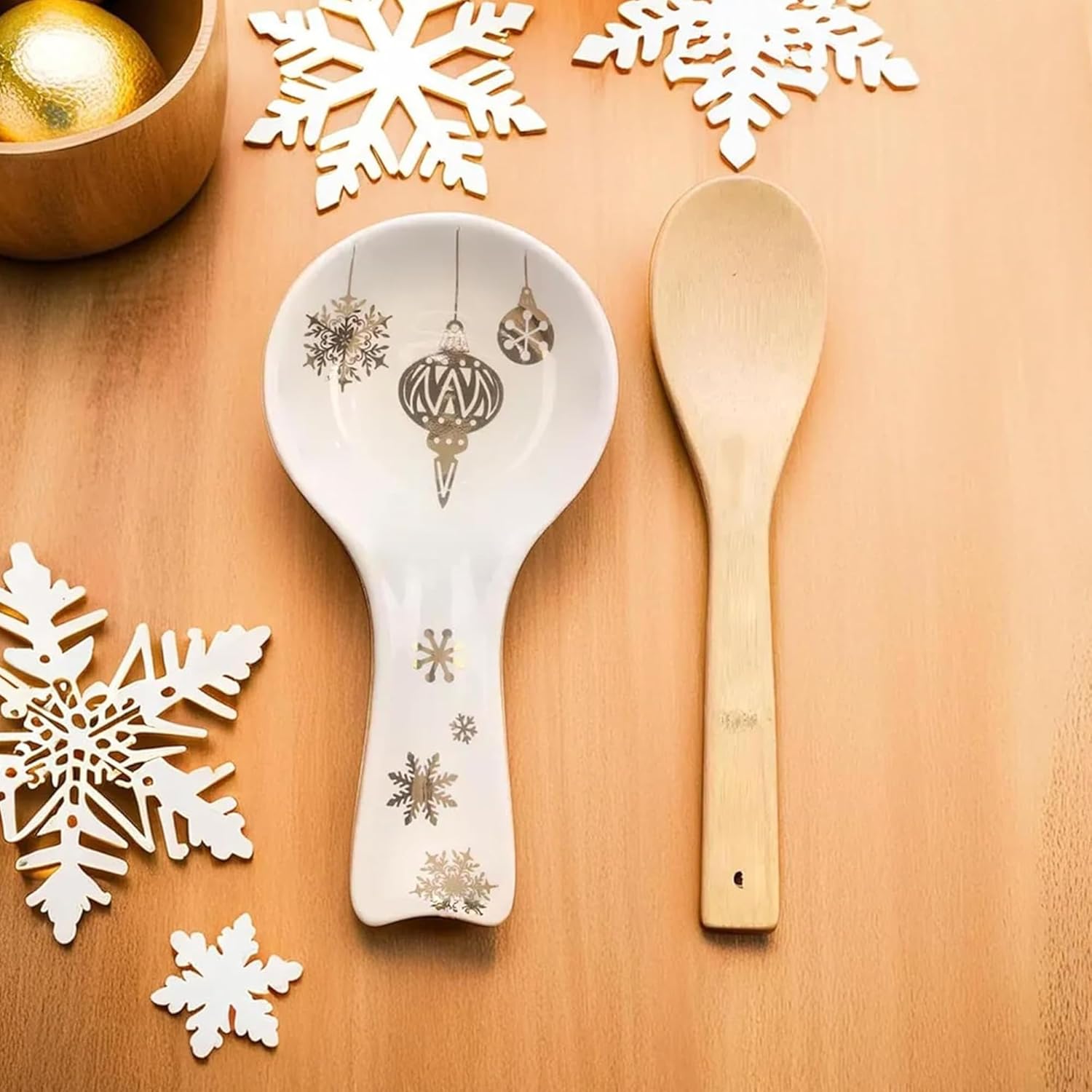 Young's Inc. Ceramic Spoon Rest for Stove Top with Thanksgiving Dish Towels, Festive Kitchenware, Fall Design Cooking Utensils, Spoon Holder for Kitchen Counter with Tea Towel Set, 3 Ast.