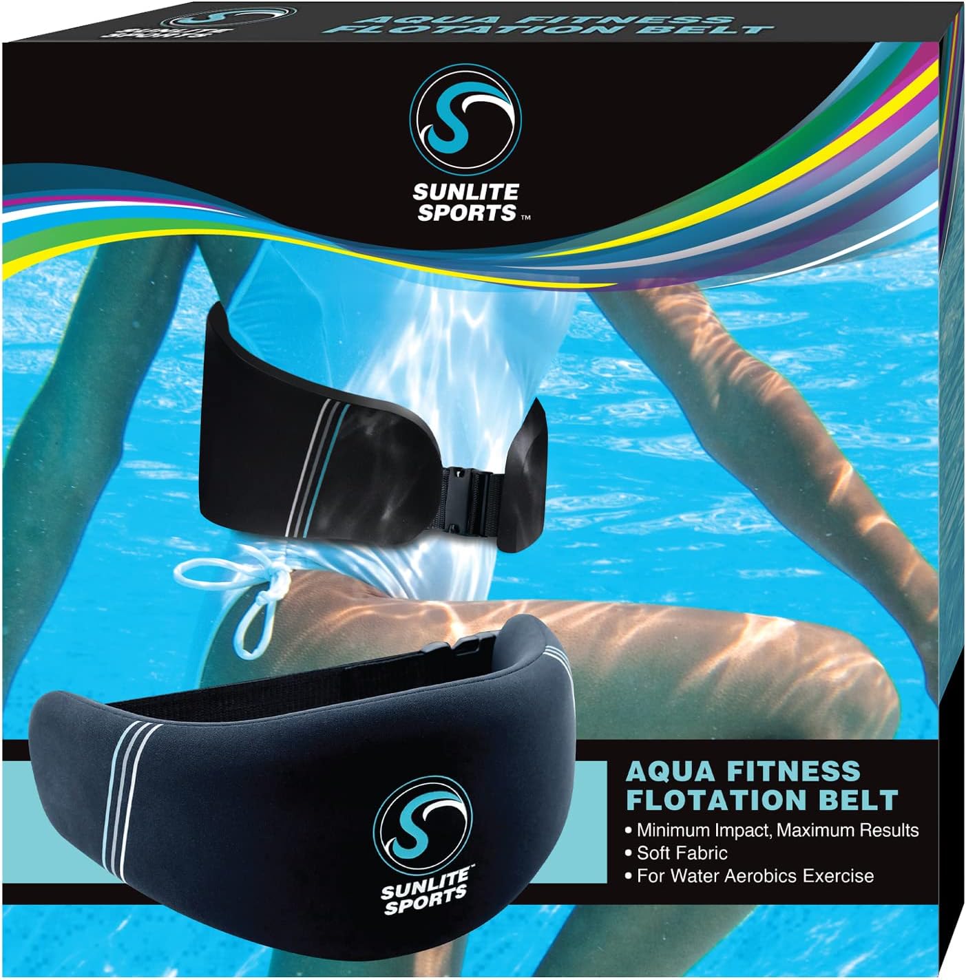 Sunlite Sports Aqua Fitness Deluxe Flotation Swimming Belt - Water Aerobics Equipment for Pool, Low-Impact Workout