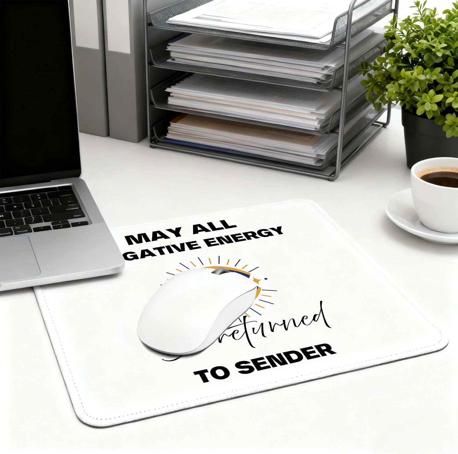 Evil Eye Mouse Pad - Inspirational Office Supplies Desk Decor, Square Waterproof Non-Slip Rubber Base Motivational Mousepad for Computers Office Desk Accessories 7.9x9.5 Inch image 5