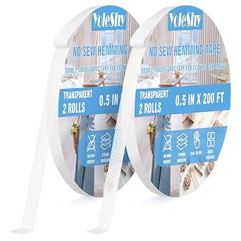 YoleShy Hem Tape No Sew No Iron 1/2 Inch x 200 FT, Double Sided Fabric Tape