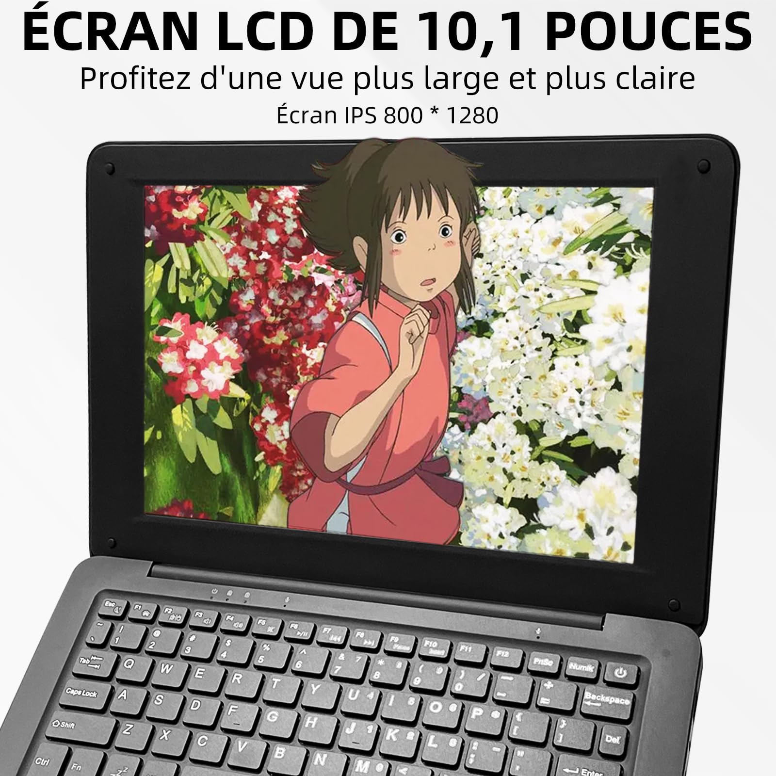 iSTYLE Mini Laptop 10,1 Pollici – Notebook Compatto con Display HD IPS, Processore Quad-Core, 2GB RAM, 64GB Memoria, Espandibile, QWERTY (Nero)