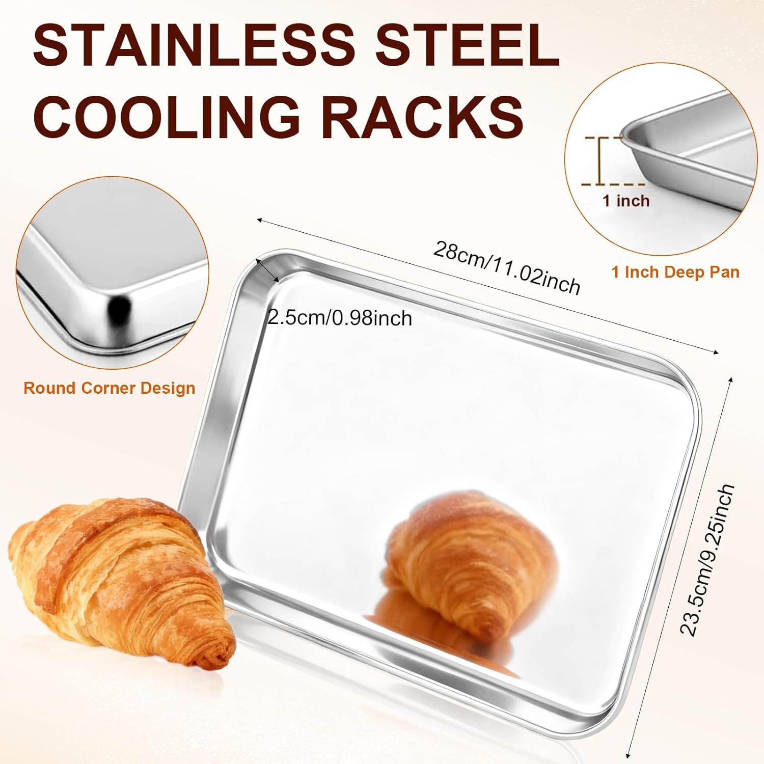 Toaster Oven Tray Compatible with Hamilton Beach,11"*9.3",Deep Edge,Rust-resistant Frosted Stainless Steel,Easy to Clean - Image 3
