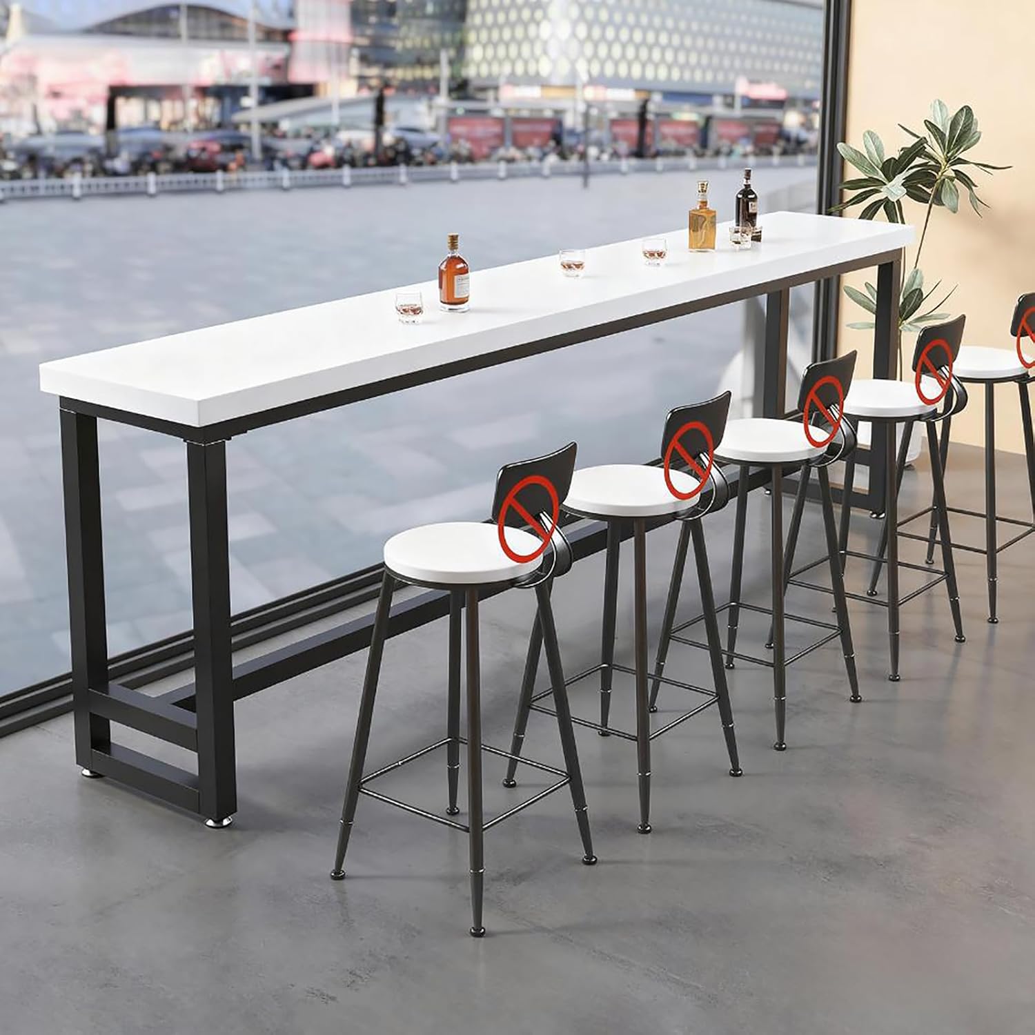 Bar Table, 2" Thick Solid Wood Farmhouse Pub Table, Industrial Counter Height Dining Table for Kitchen and Small Spaces