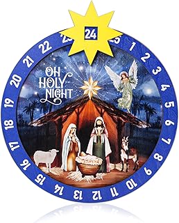 WaaHome Wood Nativity Advent Calendar - Christian Christmas Advent Calendar 2025 Religious Jesus Nativity Scene Christmas Countdown Calendar for Christmas Home Decorations