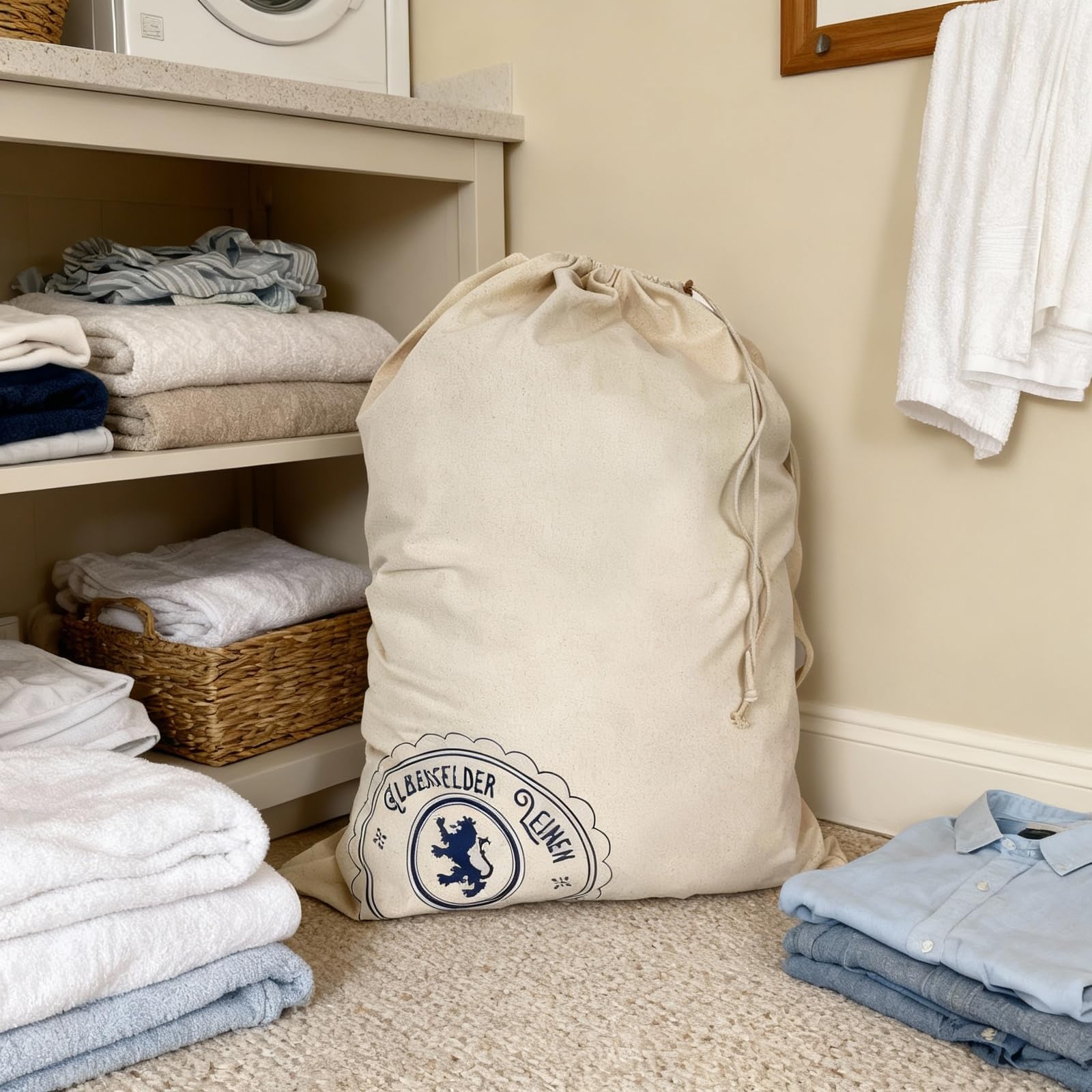 Sac à linge avec poignées et cordon de serrage, indispensable pour la