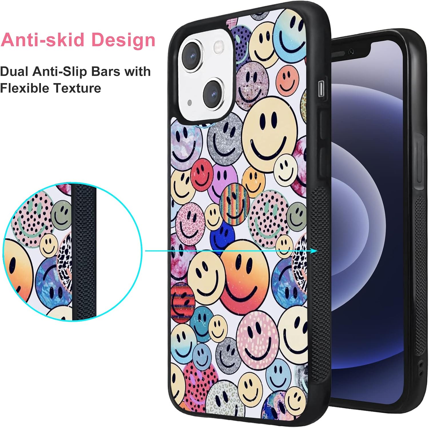 for iPhone X/XS Cute Face Case Girls Women Preppy Aesthetic Cute Face Print Shockproof Protective Case Soft TPU Hard Back Anti-Scratch Cover for iPhone X/XS image 5