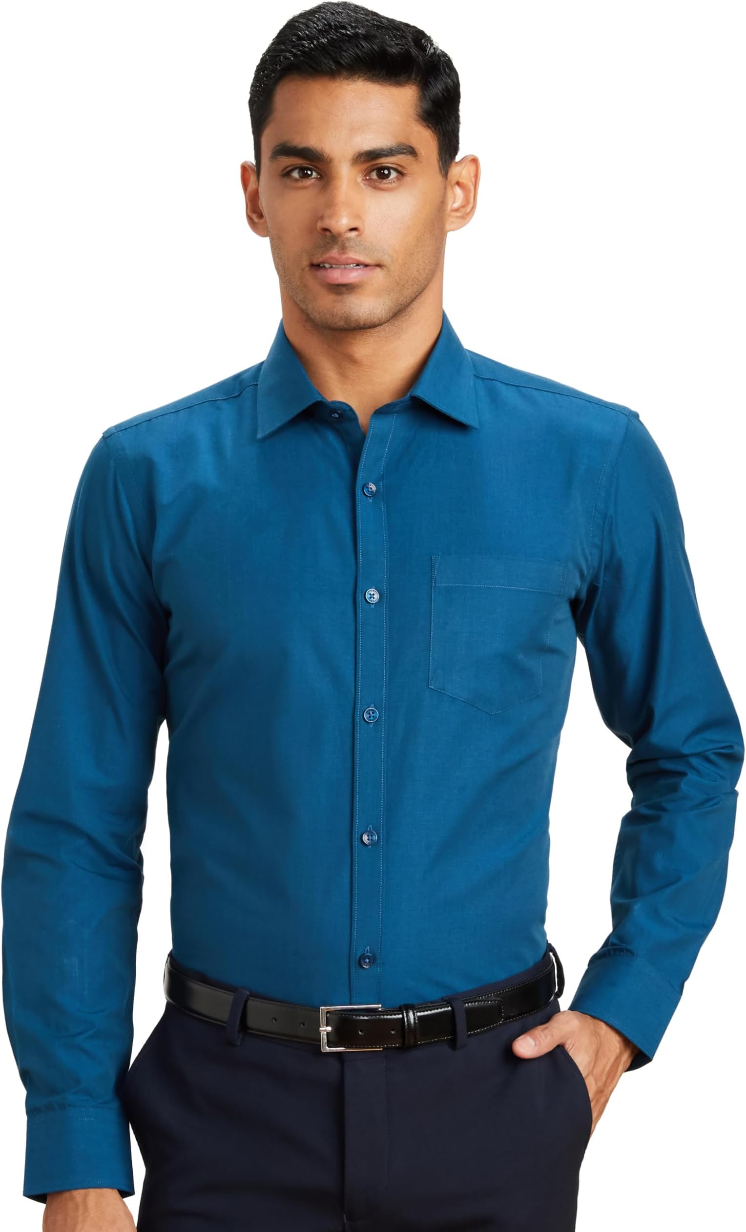 Amazon Brand - Symbol Men's Cotton Rich Formal Shirt | Plain | Full Sleeve - Regular Fit (Available in Plus Sizes)
