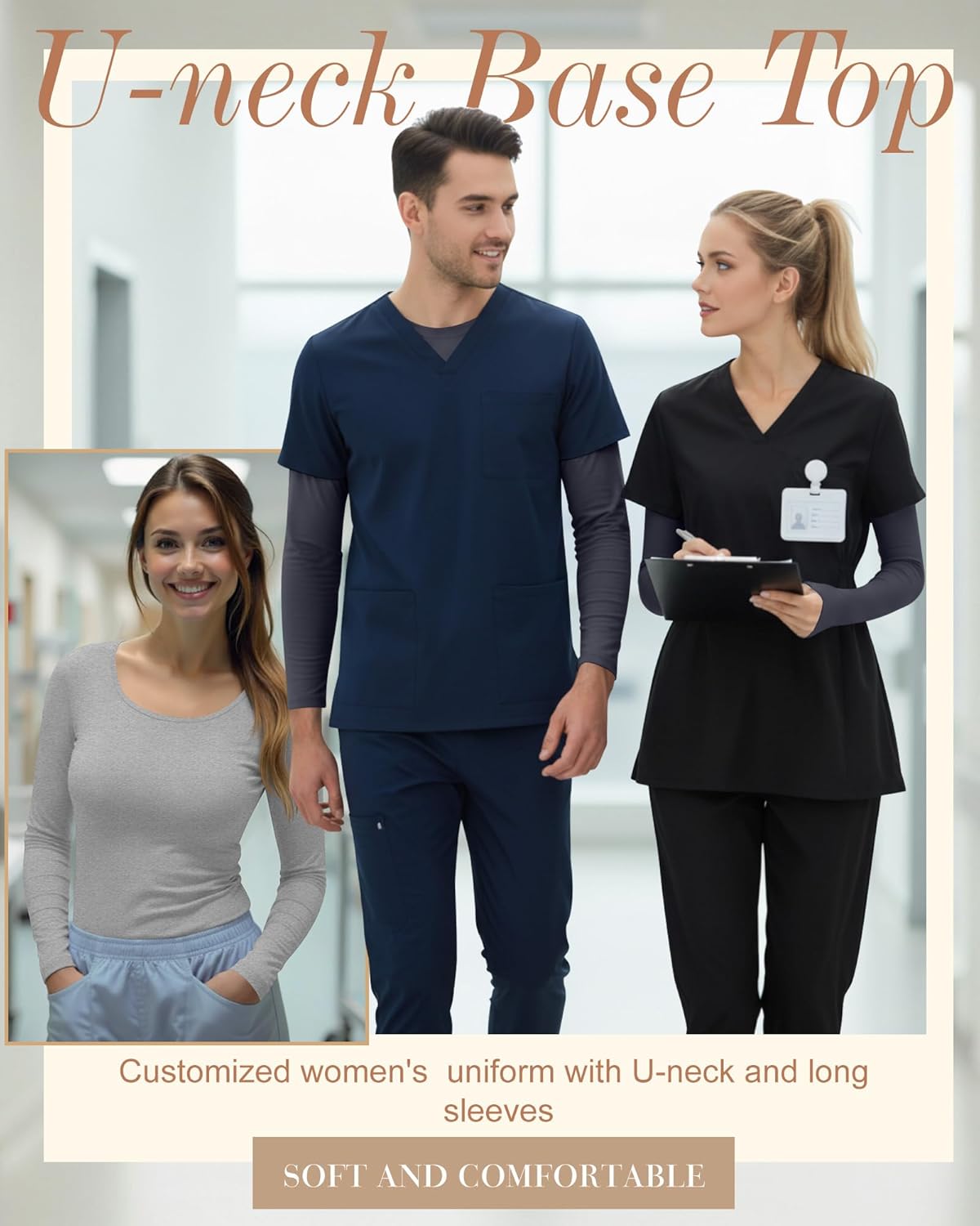 5 Pack Underscrub for Women Long Sleeve Shirts Fitted Scoop Neck Tops Basic Layering Tee Knit Tops for Nurse - Image 6